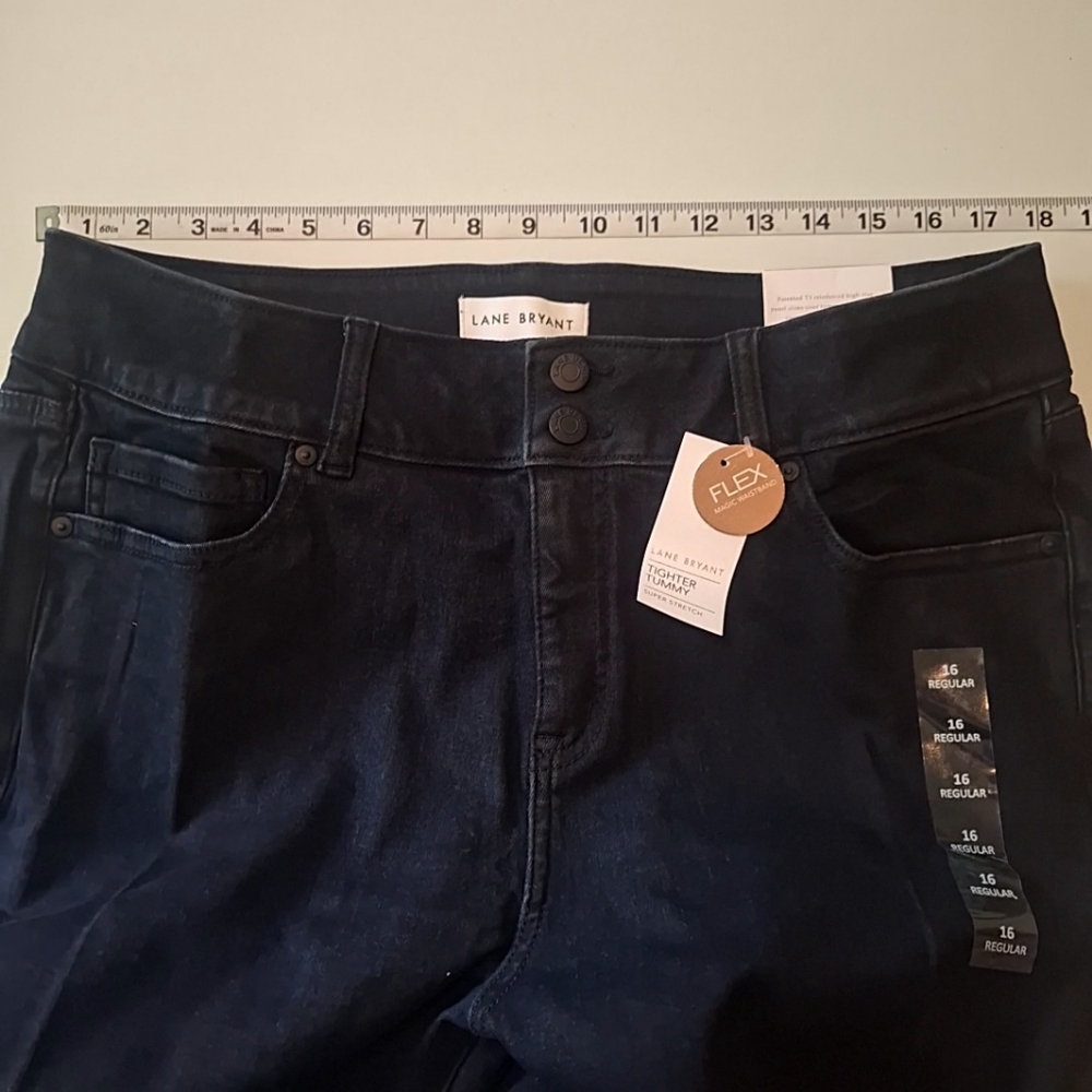NWT Lane Bryant Size 16 Dark Denim Jeans Tighter Tummy High Rise Straight